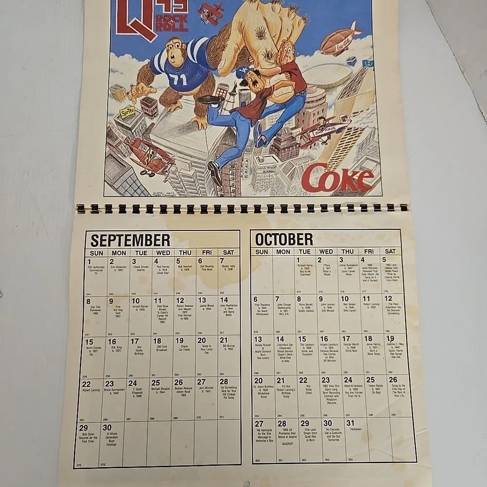 Vintage 1991 Bob & Tom Q95 Radio Calendar Coca-Cola Advertising WFBQ Indy